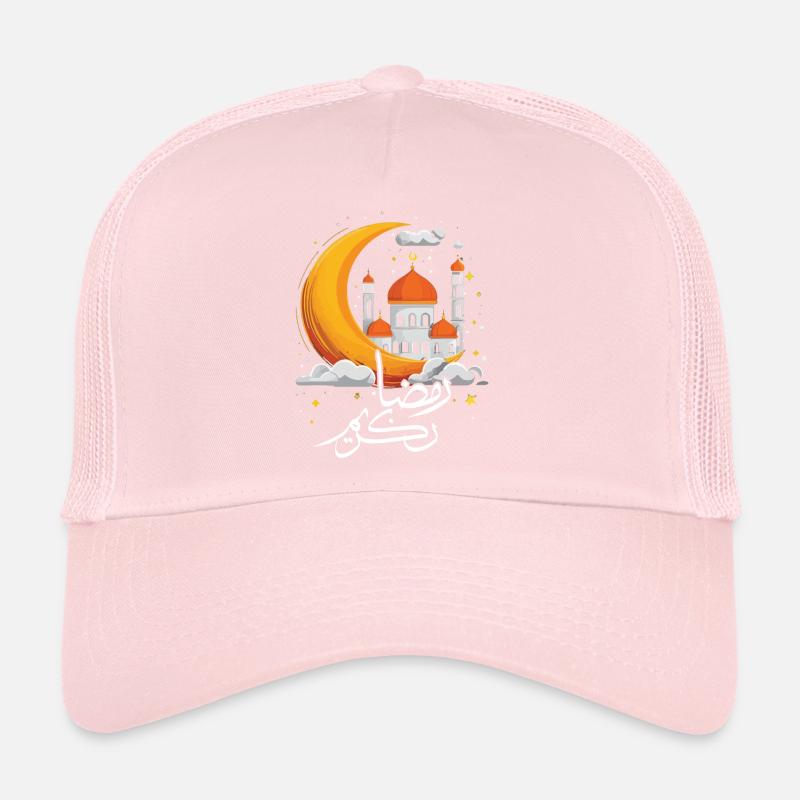 Eid Mubarak with Mosque and Moon Design Trucker Cap