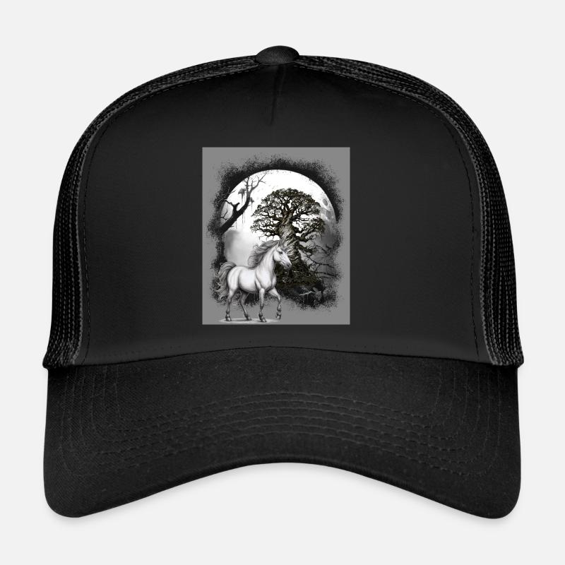 Einhorn Einhörner Pferd - Trucker Cap - Schwarz/Schwarz