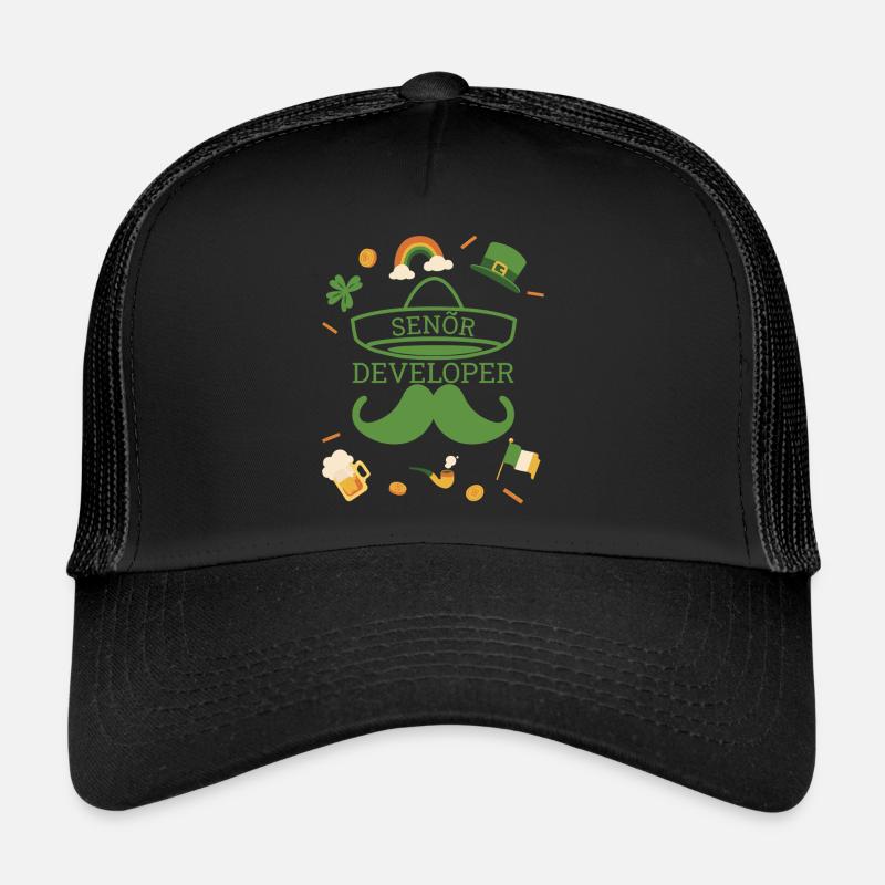 Senior Developer St Patricks Day Programmierer - Trucker Cap - Schwarz/Schwarz