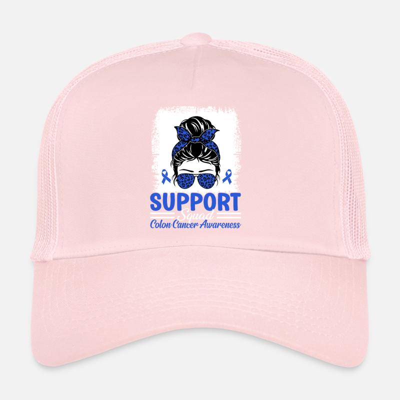 Support Squad Messy Bun Blaues Band Colorectal Trucker Cap