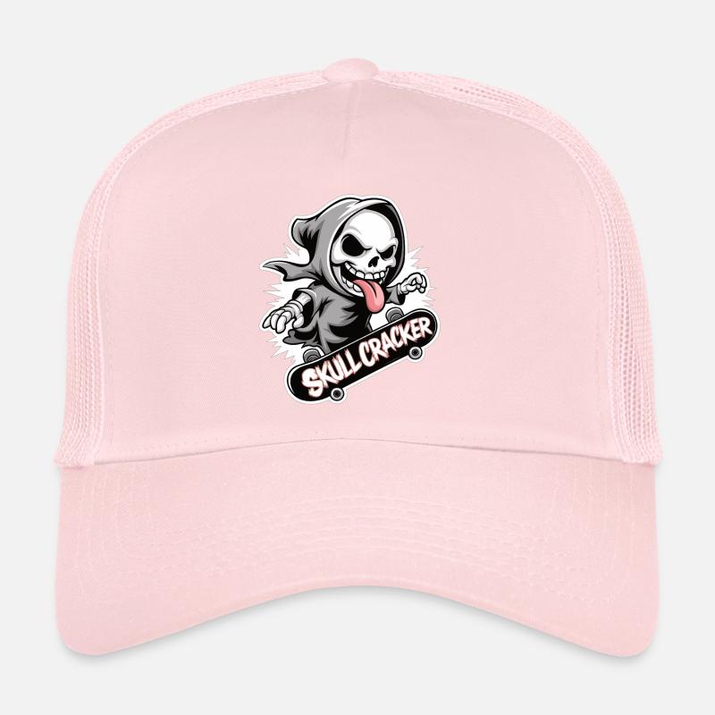 Lustiger Sensenmann auf Skateboard Trucker Cap