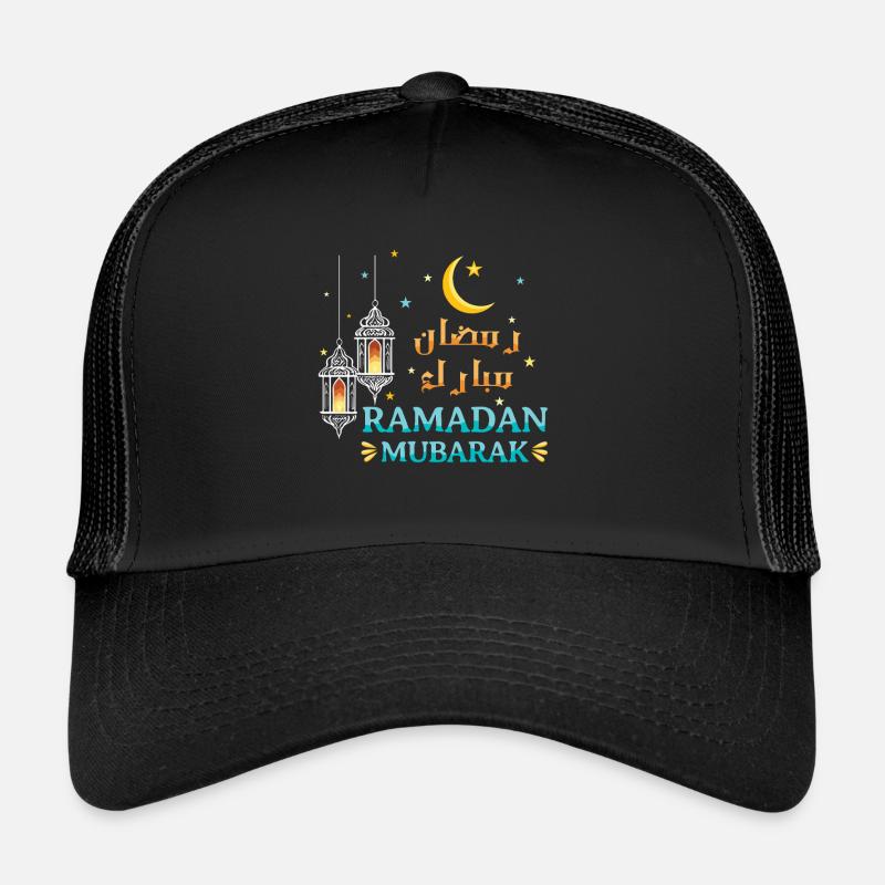 Aïd Moubarak Ramadan Moubarak avec des lanternes et la lune Casquette trucker 