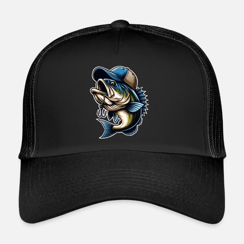 Fishing Fish With Cap Fish Hook Trucker Cap