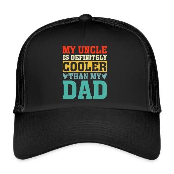 Mein Onkel ist definitiv cooler als mein Papa Retro - Trucker Cap - Schwarz/Schwarz - Vorne
