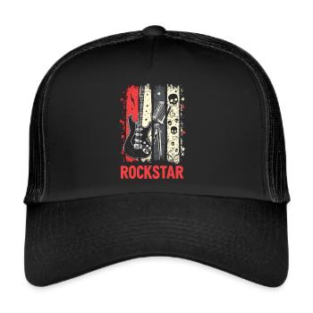 Chemise Rocker – Motif de musique rock rétro - Casquette trucker  - noir/noir - Devant