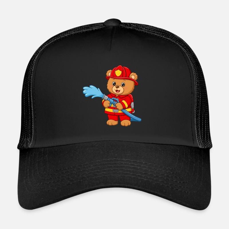 Teddy bear firefighter with hose Trucker Cap