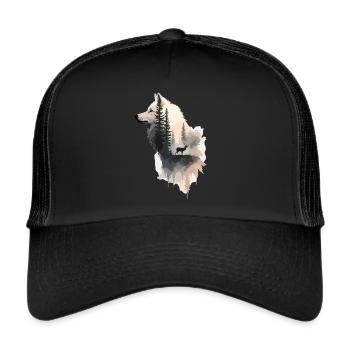 L’ du loup dans la forêt – proximité avec la nature - Casquette trucker  - noir/noir - Devant