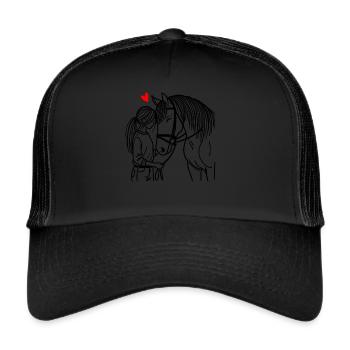 Reiten Reitsport Pferdereiter Pferdeliebhaber - Trucker Cap - Schwarz/Schwarz - Vorne