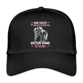 Reiten Reitsport Pferdereiter Pferdeliebhaber - Trucker Cap - Schwarz/Schwarz - Vorne