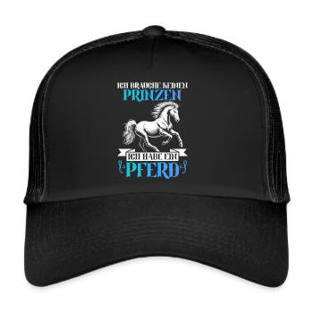 Reiten Reitsport Pferdereiter Pferdeliebhaber - Trucker Cap - Schwarz/Schwarz - Vorne