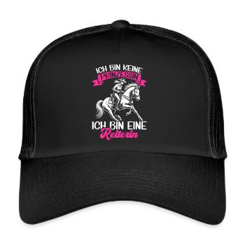 Reiten Reitsport Pferdereiter Pferdeliebhaber - Trucker Cap - Schwarz/Schwarz - Vorne