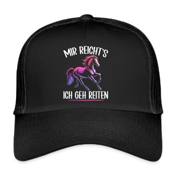 Reiten Reitsport Pferdereiter Pferdeliebhaber - Trucker Cap - Schwarz/Schwarz - Vorne