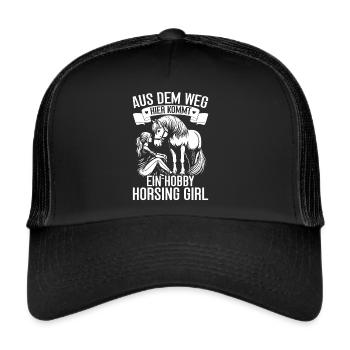 Reiten Reitsport Pferdereiter Pferdeliebhaber - Trucker Cap - Schwarz/Schwarz - Vorne