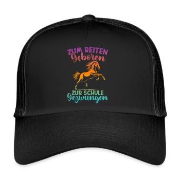 Reiten Reitsport Pferdereiter Pferdeliebhaber - Trucker Cap - Schwarz/Schwarz - Vorne