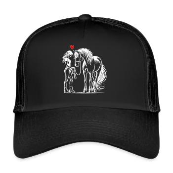 Reiten Reitsport Pferdereiter Pferdeliebhaber - Trucker Cap - Schwarz/Schwarz - Vorne
