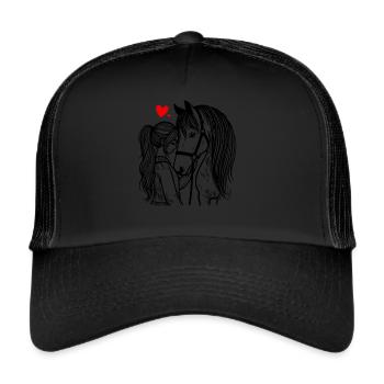 Reiten Reitsport Pferdereiter Pferdeliebhaber - Trucker Cap - Schwarz/Schwarz - Vorne