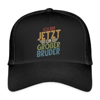Grand frère Amoureux des bébés Frère aîné - Casquette trucker  - noir/noir - Devant