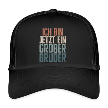 Grand frère Amoureux des bébés Frère aîné - Casquette trucker  - noir/noir - Devant