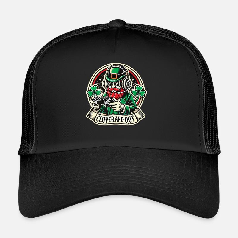 St. Patrick's Day Clover And Out Gaming Motif Trucker Cap