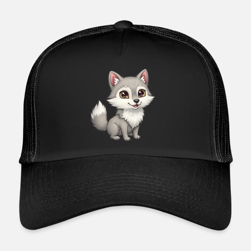 Animal Cartoon Wolf - Trucker Cap - black/black