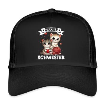 Big Sister Cat Older Sibling - Trucker Cap - black/black - Front