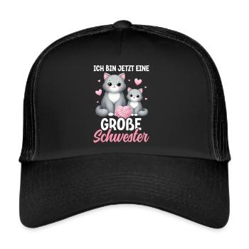 Big Sister Cat Older Sibling - Trucker Cap - black/black - Front