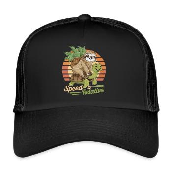 Sloth and Turtle – Speed is Relative - Trucker Cap - black/black - Front