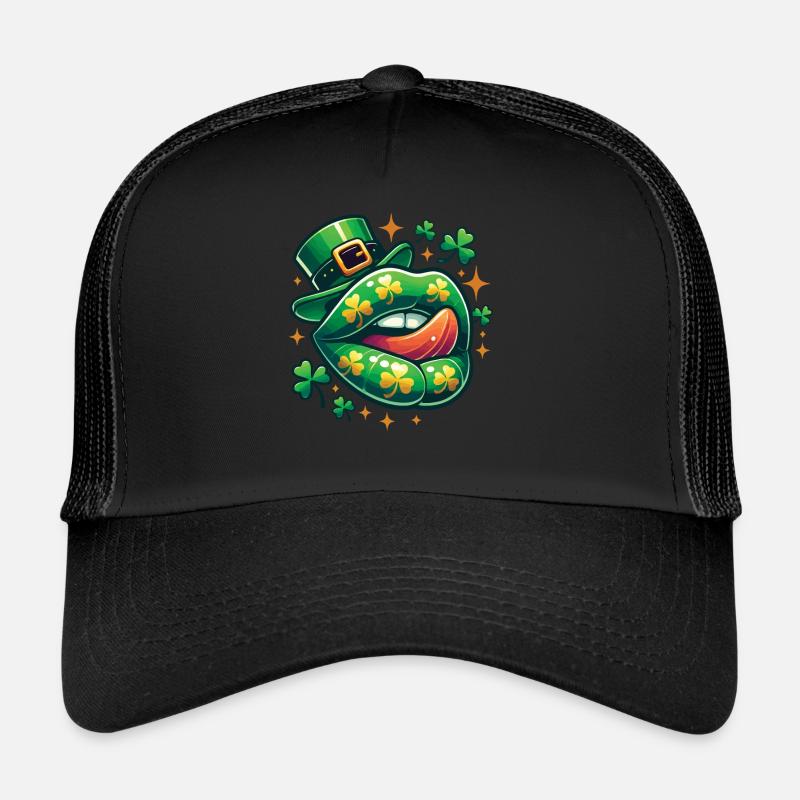 St. Patrick's Day Lustige Klee-Lippen Trucker Cap