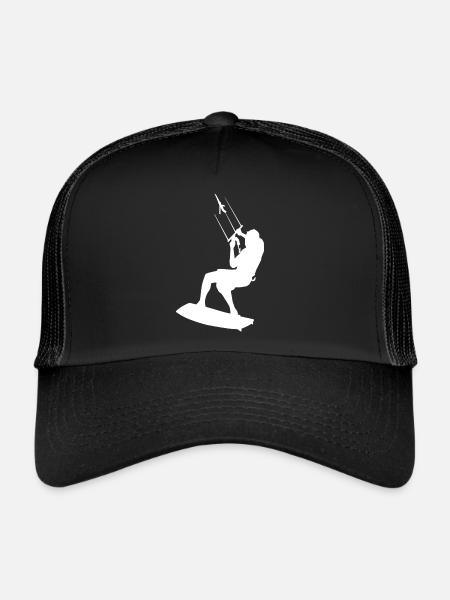 Kitesurfing Silhouette Kiteboarding Kitesurfer - Trucker Cap - Schwarz/Schwarz