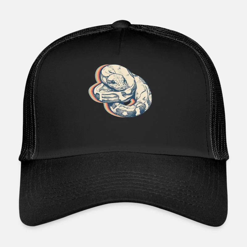 Kugelpython Schlange Retro Line Art Trucker Cap