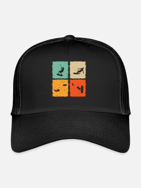 Kitesurfing Silhouette Kitesurfer Kiteboarding - Trucker Cap - Schwarz/Schwarz