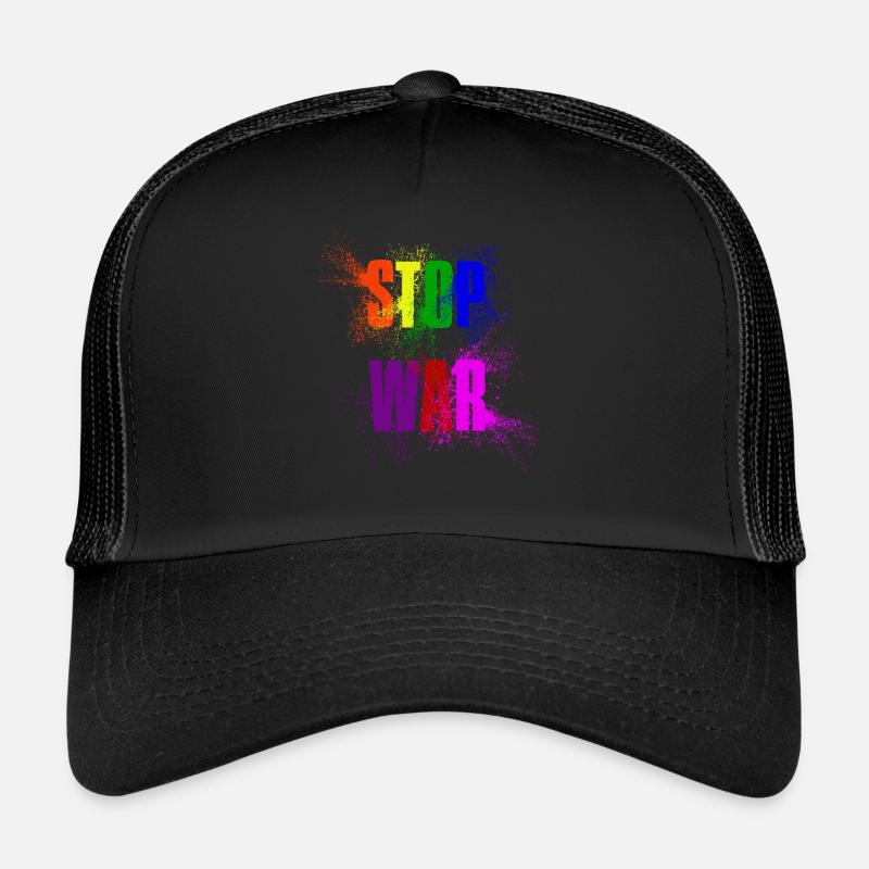 STOP WAR – NO WAR - PEACE in rainbow colours Trucker Cap