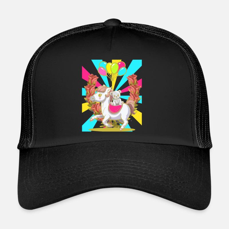 Kinder Retro Geburtstag Pferd Teddy Luftballons Trucker Cap
