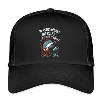 Plastique dans la mer avec dauphin - Casquette trucker  - noir/noir - Devant