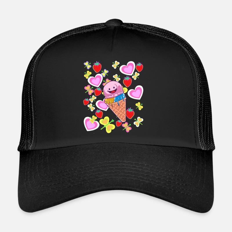 Sommer Retro Eis Eiskrem Kinder Kind Eiscrem - Trucker Cap - Schwarz/Schwarz