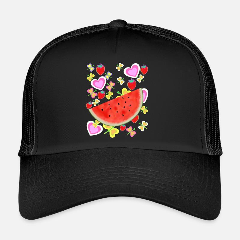Obst Frucht Melone Retro Vintage Erdbeeren Herz Trucker Cap