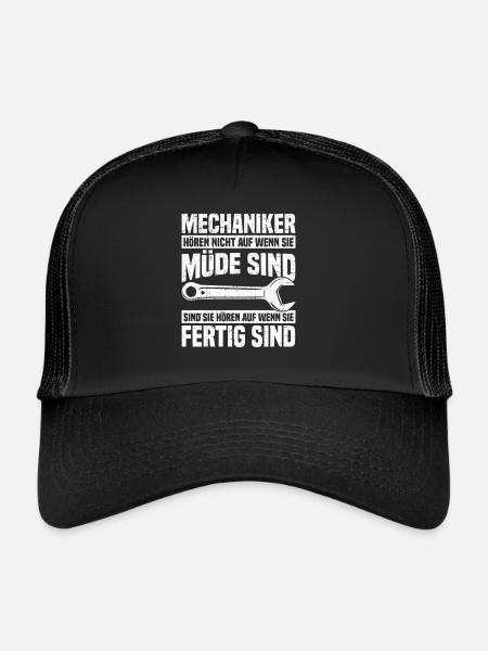 Automechaniker Kfz Techniker Fahrzeugreparatur - Trucker Cap - Schwarz/Schwarz - Vorne