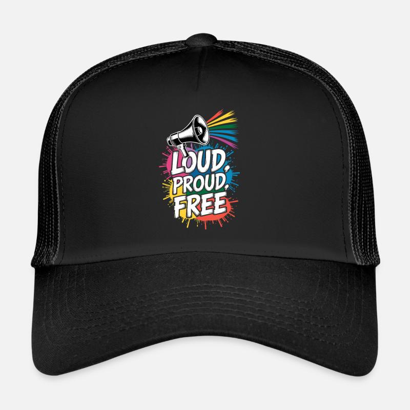 Loud, Proud, Free Megafon Rainbow Trucker Cap