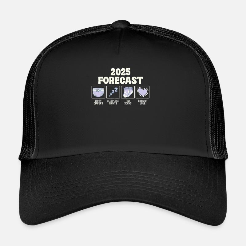 Prévisions 2025 : couches, nuits blanches, - Casquette trucker  - noir/noir