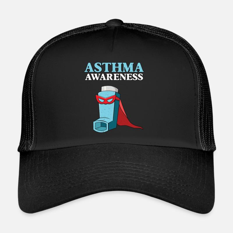 Conscience de l’asthme Motif d’inhalateur de super-héros Casquette trucker 