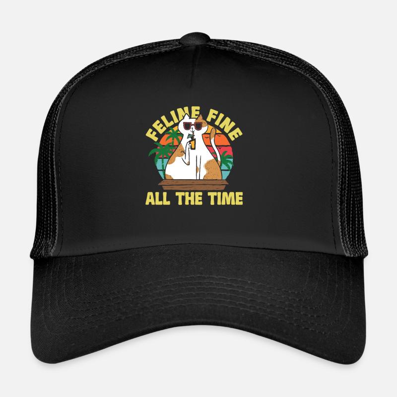 Relaxed Cat Getaway on the Beach Feline Fine Trucker Cap