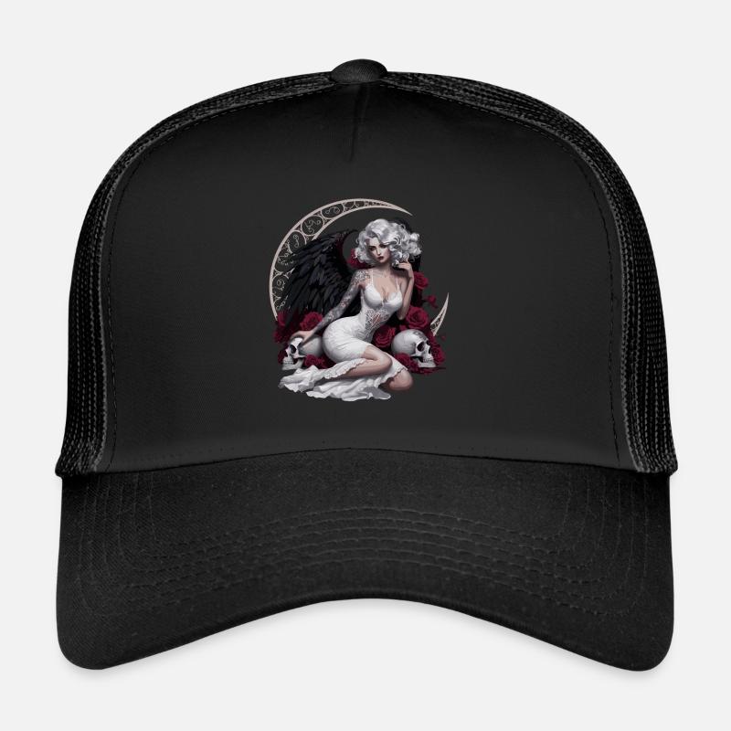 Dunkler Engel Mit Rosen Und Schädel Trucker Cap