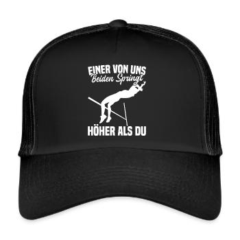 Saut en hauteur - l’un de nous saute plus haut que vous - Casquette trucker  - noir/noir - Devant