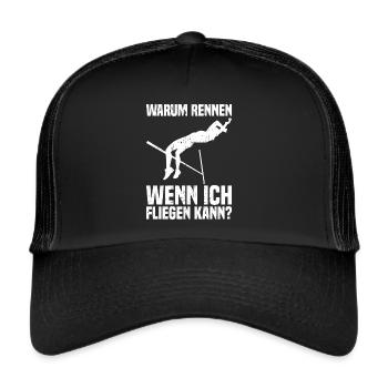 Saut en hauteur - Pourquoi courir quand je peux voler - Casquette trucker  - noir/noir - Devant