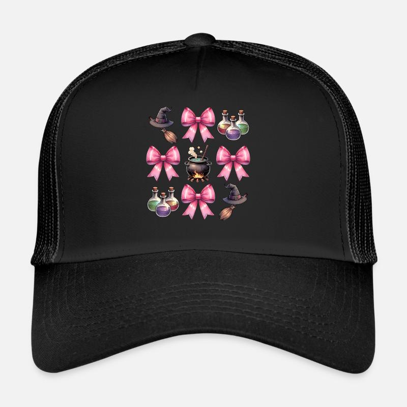 Coquette Arc Sorcière Chapeau Chaudron Spooky Halloween Casquette trucker 