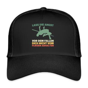 Hochsprung - Lass die Angst vor dem Fallen - Trucker Cap - Schwarz/Schwarz - Vorne