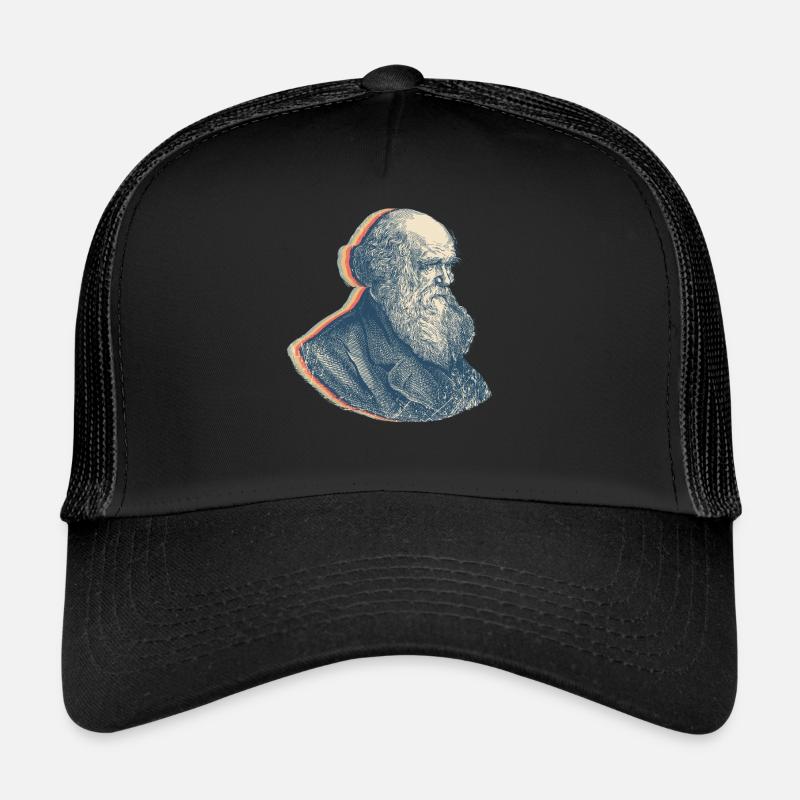 Charles Darwin Evolutionstheorie Retro-Linienkunst Trucker Cap