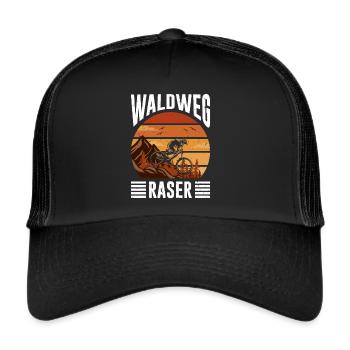 Mountainbiker WALDWEG RASER MTB Lustiges - Trucker Cap - Schwarz/Schwarz - Vorne