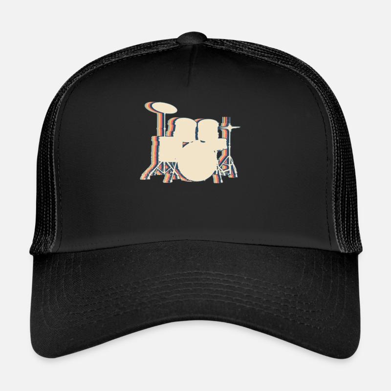 Drum Drummer Retro Line Art Trucker Cap