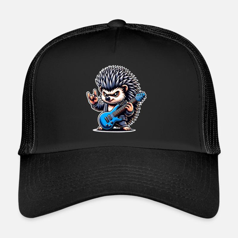 Hedgehog Guitariste de rock and roll Casquette trucker 